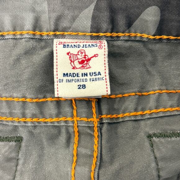 True Religion Bobby Low Rise Green Camo Print Micro Mini Cut Off Camo Shorts 28 - Picture 3 of 8